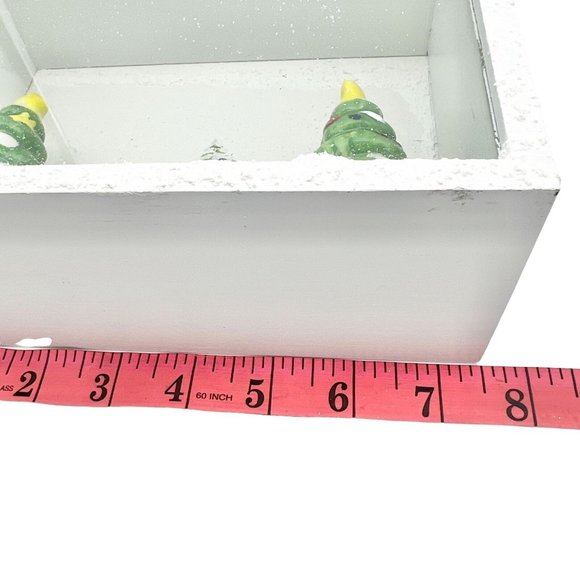 Hand Crafted Shadow Box 7.5 x 5.5 x 3 White Trees Christmas Mixed Media - Picture 5 of 7